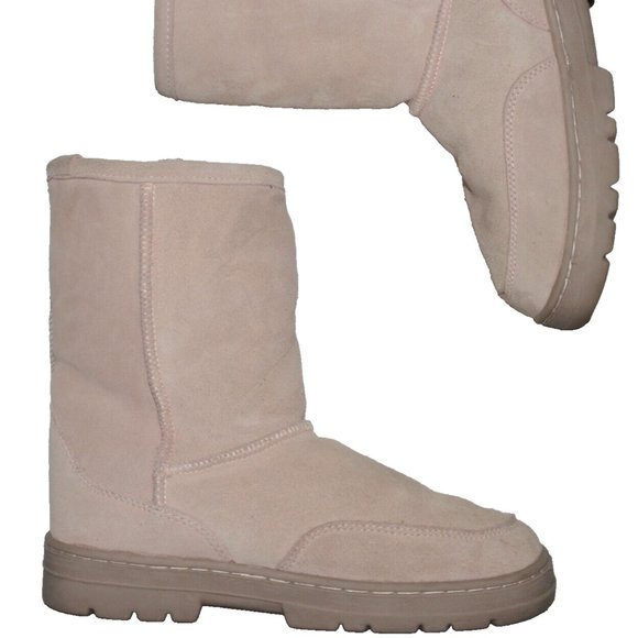 SOX-TAB SZ 6 M PINK SUEDE FAUX SHEARLING SHERPA LINED SHORT BOOTS BOOTIES - Picture 1 of 7